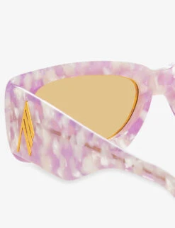 The Attico X Linda Farrow Marfa Rectangular-frame Acetate Sunglasses -Glam Pouch Store R04111961 PURPLE ALT01