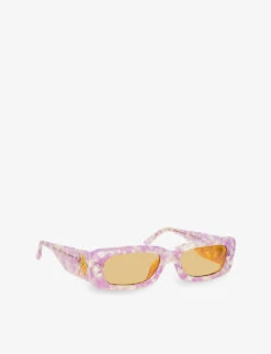 The Attico X Linda Farrow Marfa Rectangular-frame Acetate Sunglasses -Glam Pouch Store R04111961 PURPLE ALT02