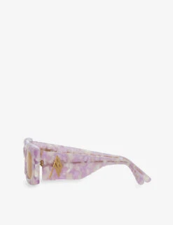The Attico X Linda Farrow Marfa Rectangular-frame Acetate Sunglasses -Glam Pouch Store R04111961 PURPLE ALT03