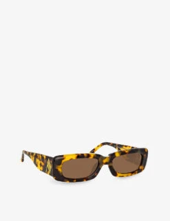 Linda Farrow X The Attico Mini Marfa Rectangular-frame Acetate Sunglasses -Glam Pouch Store R04111962 BLACK ALT02