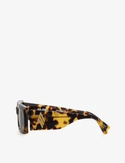 Linda Farrow X The Attico Mini Marfa Rectangular-frame Acetate Sunglasses -Glam Pouch Store R04111962 BLACK ALT03