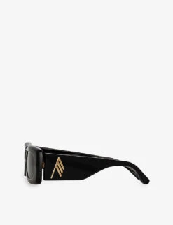 The Attico X Linda Farrow Mini Marfa Rectangular-frame Acetate Sunglasses -Glam Pouch Store R04111963 BLACK ALT03