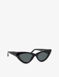 Linda Farrow X The Attico Dora D-shape Acetate Sunglasses -Glam Pouch Store R04111964 BLACK ALT02