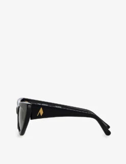 Linda Farrow X The Attico Dora D-shape Acetate Sunglasses -Glam Pouch Store R04111964 BLACK ALT03