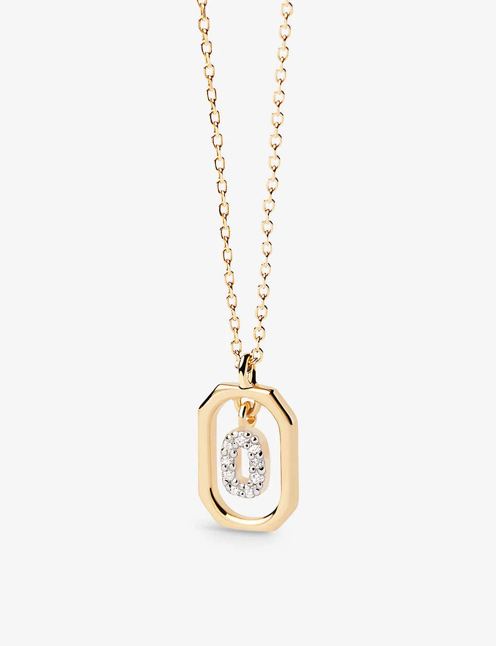 PDPAOLA Letter O Mini 18ct Yellow-gold Plated Sterling-silver And Zirconia Pendant Necklace 3 PDPAOLA Letter O Mini 18ct Yellow-gold Plated Sterling-silver And Zirconia Pendant Necklace