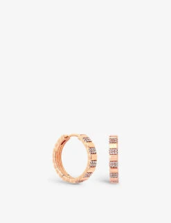 Ridged 18ct Rose Gold-plated Sterling-silver And Cubic Zirconia Hoop Earrings