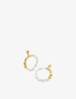 Beaded 18ct Yellow Gold-plated Vermeil Recycled Sterling-silver And Pearl Hoop Earrings
