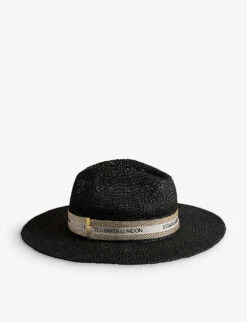 Ted Baker Clairie Stripe-band Straw Fedora -Glam Pouch Store R04125117 BLACK ALT02