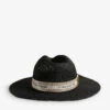 Ted Baker Clairie Stripe-band Straw Fedora 2 Ted Baker Clairie Stripe-band Straw Fedora -Glam Pouch Store R04125117 BLACK M