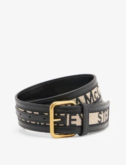 STELLA MCCARTNEY Logo-print Woven And Faux-leather Belt