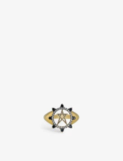Meher Star 18ct Yellow-gold And 0.36ct White And Black Diamond Ring