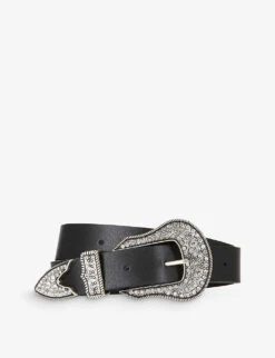 THE KOOPLES Crystal-embellished Leather Belt