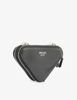 Prada Triangle Mini Leather Pouch Bag 9 Prada Triangle Mini Leather Pouch Bag -Glam Pouch Store R04129212 NERO ALT02