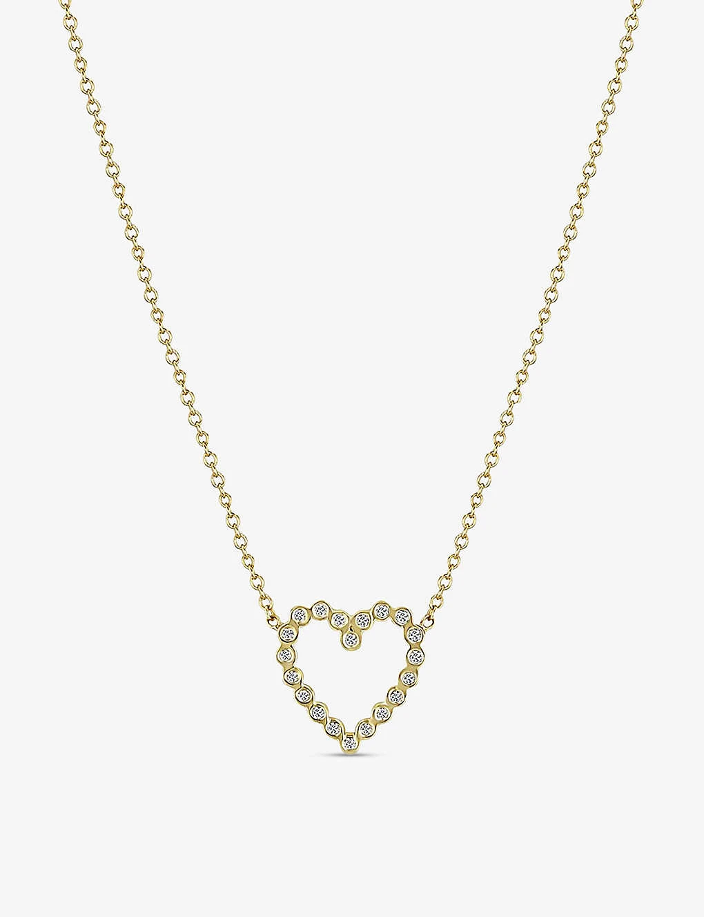 Zoe Chicco Open Heart 14ct Yellow-gold And 0.10ct Diamond Pendant Necklace 3 Zoe Chicco Open Heart 14ct Yellow-gold And 0.10ct Diamond Pendant Necklace