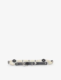THE KOOPLES Faux-pearl And Beaded Leather Belt