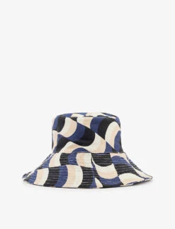 Seafolly Modern Take Abstract-print Cotton Bucket Hat -Glam Pouch Store R04131543 BLACK ALT02