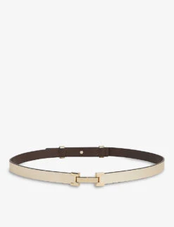 Reiss Hayley Slim Metallic-leather Belt -Glam Pouch Store R04132815 GOLD ALT03