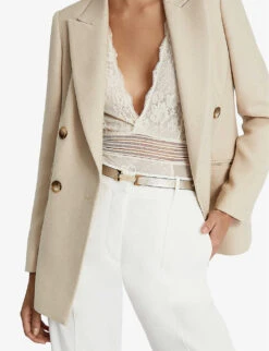 Reiss Hayley Slim Metallic-leather Belt -Glam Pouch Store R04132815 GOLD ALT04