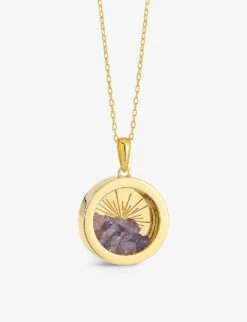 Sunburst Amulet Medium 22ct Gold-plated Sterling Silver And Tanzanite Necklace