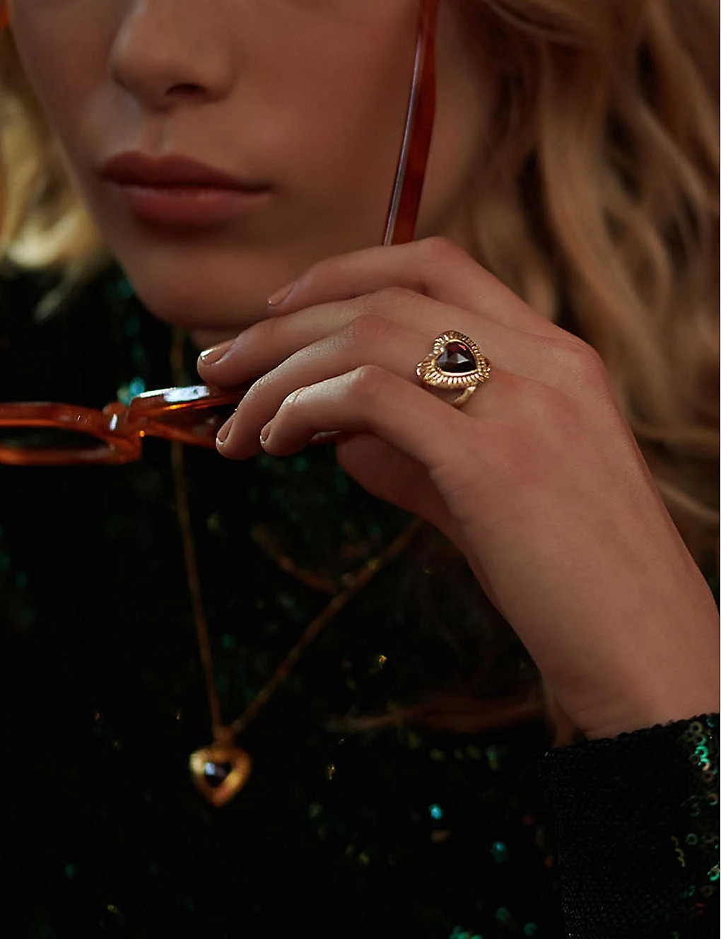 Heart 22ct Yellow Gold-plated Sterling-silver And Garnet Ring 5 Heart 22ct Yellow Gold-plated Sterling-silver And Garnet Ring - Image 3