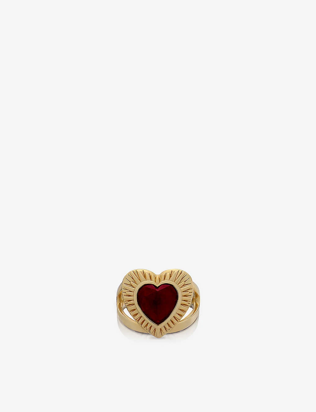 Heart 22ct Yellow Gold-plated Sterling-silver And Garnet Ring 3 Heart 22ct Yellow Gold-plated Sterling-silver And Garnet Ring