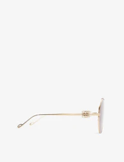 Loewe Metal Spoiler Shield Metal Sunglasses -Glam Pouch Store R04134100 GOLDSILVERBROWN ALT02