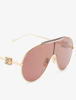 Loewe Metal Spoiler Shield Metal Sunglasses -Glam Pouch Store R04134100 GOLDSILVERBROWN ALT03