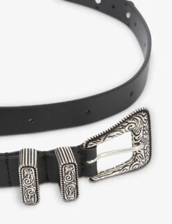 THE KOOPLES Western-style Thin Leather Belt 6 THE KOOPLES Western-style Thin Leather Belt -Glam Pouch Store R04134648 BLA01 ALT01