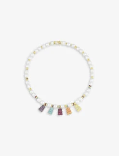 Yummy Bear 18ct Yellow Gold-plated Metal Alloy, Cubic Zirconia, Nano Gem And Freshwater Pearl Pendant Necklace