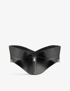 Alexander McQueen Corset Panel-embellished Leather Belt -Glam Pouch Store R04136275 BLACK ALT02