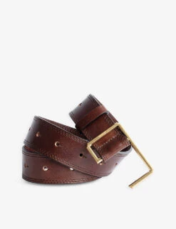Zadig & Voltaire La Cecilia Gold-tone Buckle Leather Belt -Glam Pouch Store R04136800 BONNY ALT02