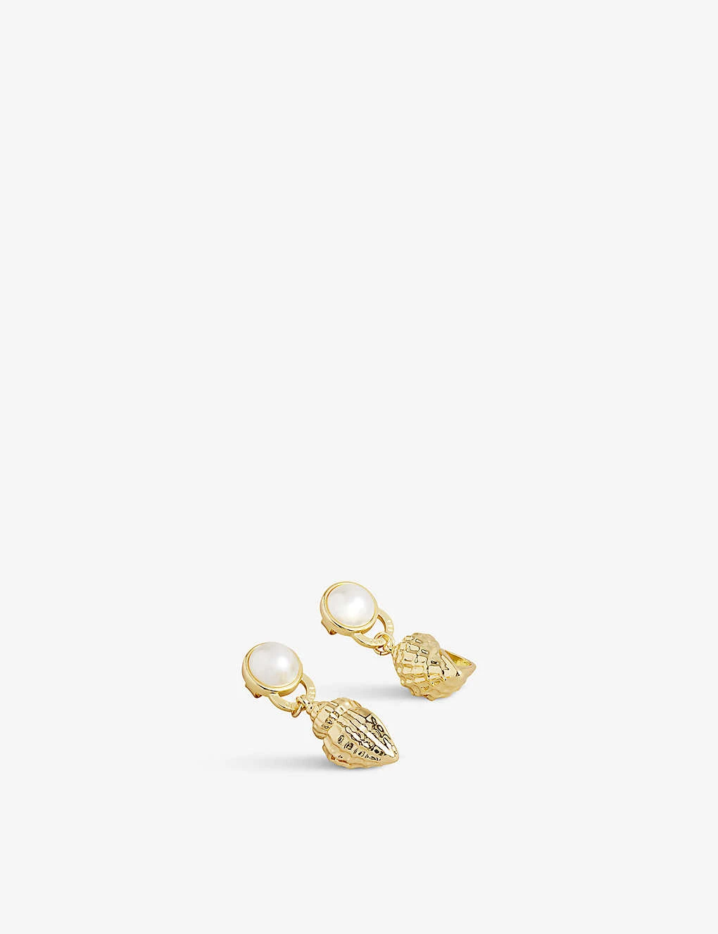 Ted Baker Solele Shell-embellished Faux-pearl And Brass Drop Earrings 3 Ted Baker Solele Shell-embellished Faux-pearl And Brass Drop Earrings