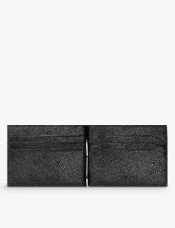 MONTBLANC Sartorial Money-clip Logo-embellished Grained-leather Wallet -Glam Pouch Store R04144276 BLACK ALT03