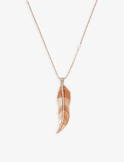La Maison Couture X Tomasz Donocik Long Leaf Rose-gold Plated Recycled Sterling-silver And Cubic Zirconia Pendant Necklace 8 La Maison Couture X Tomasz Donocik Long Leaf Rose-gold Plated Recycled Sterling-silver And Cubic Zirconia Pendant Necklace -Glam Pouch Store R04147913 PINK ALT02
