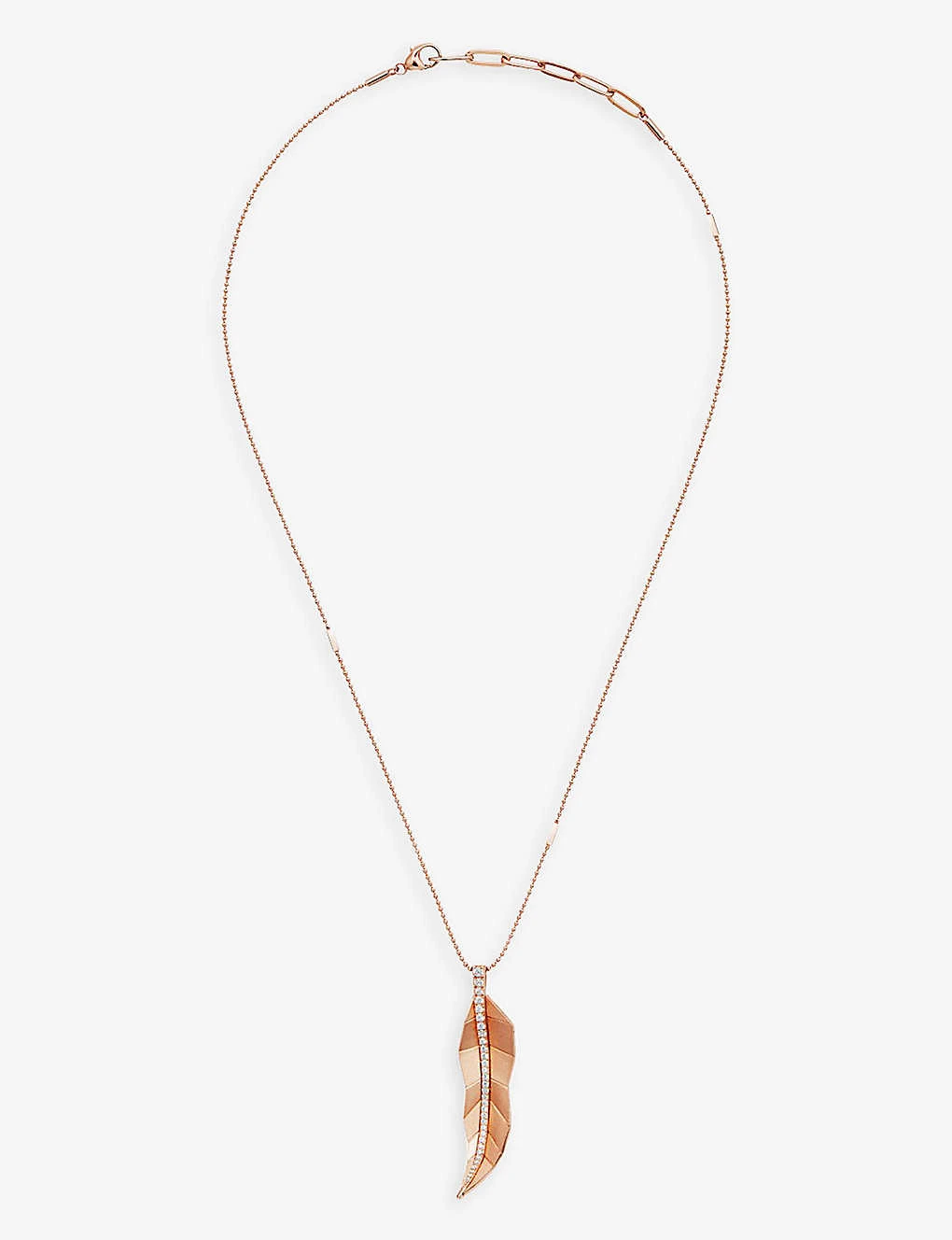 La Maison Couture X Tomasz Donocik Long Leaf Rose-gold Plated Recycled Sterling-silver And Cubic Zirconia Pendant Necklace 3 La Maison Couture X Tomasz Donocik Long Leaf Rose-gold Plated Recycled Sterling-silver And Cubic Zirconia Pendant Necklace