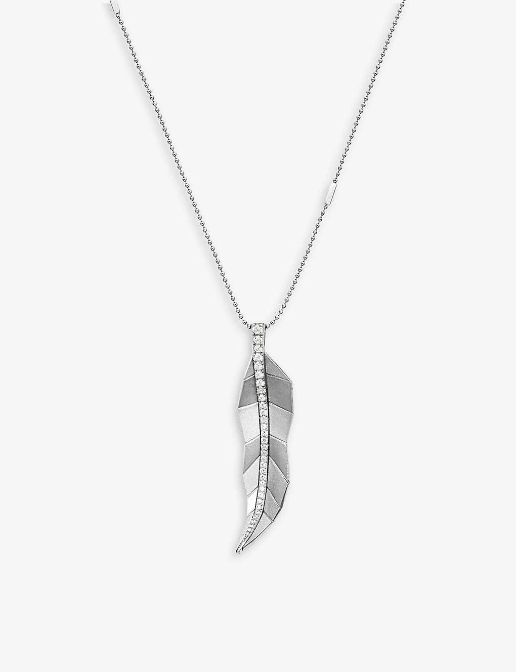 La Maison Couture X Tomasz Donocik Long Leaf White Gold-plated Recycled Sterling-silver And Cubic Zirconia Pendant Necklace 4 La Maison Couture X Tomasz Donocik Long Leaf White Gold-plated Recycled Sterling-silver And Cubic Zirconia Pendant Necklace - Image 2