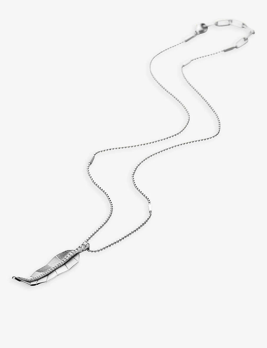 La Maison Couture X Tomasz Donocik Long Leaf White Gold-plated Recycled Sterling-silver And Cubic Zirconia Pendant Necklace 5 La Maison Couture X Tomasz Donocik Long Leaf White Gold-plated Recycled Sterling-silver And Cubic Zirconia Pendant Necklace - Image 3