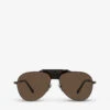 Bvlgari BV5061Q Pilot Metal Sunglasses -Glam Pouch Store R04151009 BROWN M