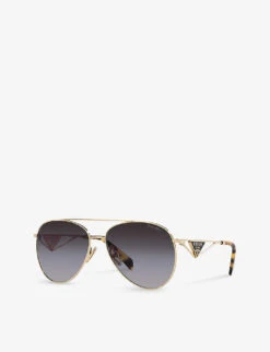 Prada PR 73ZS Pilot-frame Metal Sunglasses 8 Prada PR 73ZS Pilot-frame Metal Sunglasses -Glam Pouch Store R04151080 GOLD ALT02