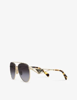 Prada PR 73ZS Pilot-frame Metal Sunglasses 9 Prada PR 73ZS Pilot-frame Metal Sunglasses -Glam Pouch Store R04151080 GOLD ALT03