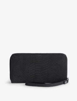 Zadig & Voltaire Compagnon Wing-embellished Textured-leather Wallet -Glam Pouch Store R04153955 NOIR ALT02