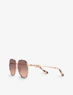 Michael Kors MK1128J Empire Round-frame Tortoiseshell Acetate Sunglasses -Glam Pouch Store R04154226 TAN ALT02