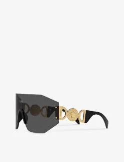 Versace VE2258 Branded-arm Irregular-frame Metal Sunglasses -Glam Pouch Store R04154228 GREY ALT02