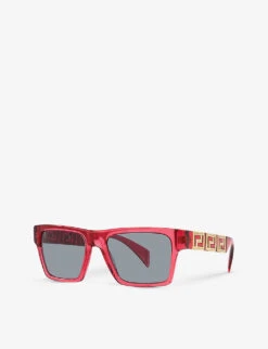 Versace VE4445 Tinted-lens Square-frame Acetate Sunglasses -Glam Pouch Store R04154295 RED ALT01