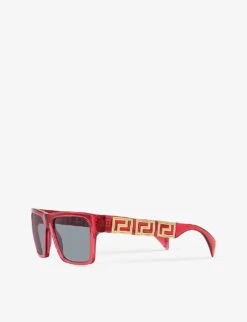 Versace VE4445 Tinted-lens Square-frame Acetate Sunglasses -Glam Pouch Store R04154295 RED ALT02