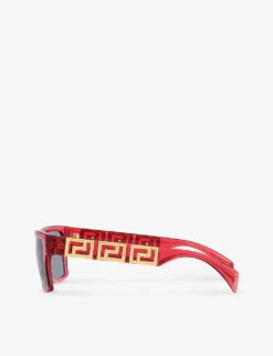 Versace VE4445 Tinted-lens Square-frame Acetate Sunglasses -Glam Pouch Store R04154295 RED ALT03