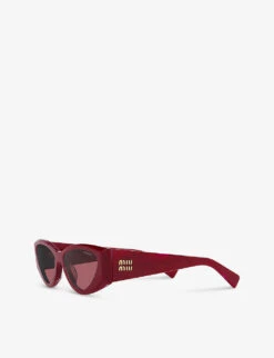 Miu Miu MU 06YS Cat-eye-frame Acetate Sunglasses -Glam Pouch Store R04154320 RED ALT02