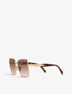 Prada PR 64ZS Square-frame Metal Sunglasses -Glam Pouch Store R04154362 GOLD ALT03
