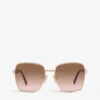 Prada PR 64ZS Square-frame Metal Sunglasses -Glam Pouch Store R04154362 GOLD M