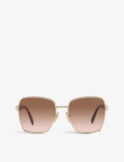 Prada PR 64ZS Square-frame Metal Sunglasses